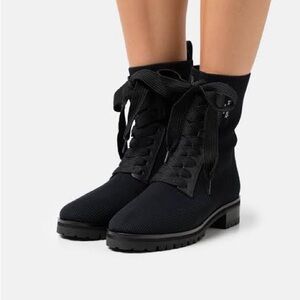 New Kate Spade Merigue Knit Combat Boots Black Sz US 8.5